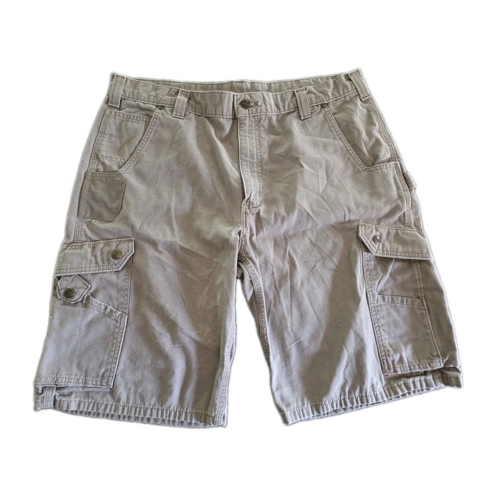 Mens Carhartt Cargo Shorts Tan Ripstop Relaxed Fit Utility Pockets Sz 38